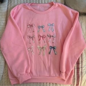 Pink Bow Sweatshirt, S/M